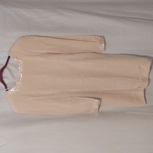 Dress by HONEYBEE beige long sleeve square neck low cut X back with sequins Sz 8